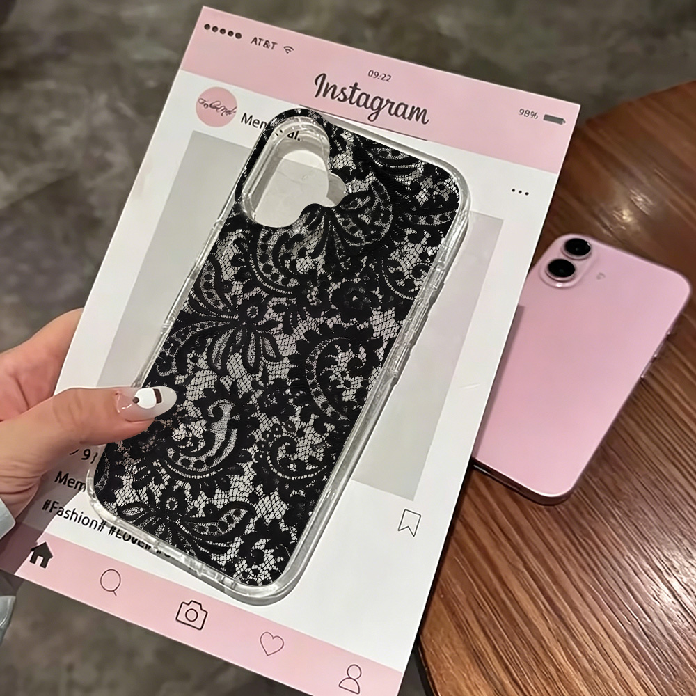 Clear Shockproof Bumper Case - Spitzenblumen INS Transparente Handyhülle für iPhone