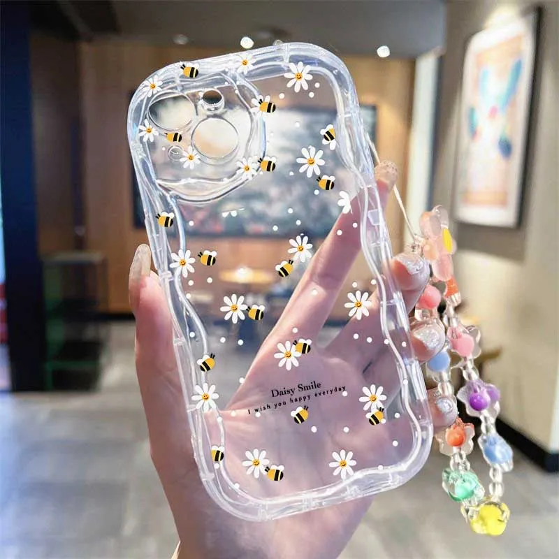 Niedliche Handyhülle mit Blume – Cute Cartoon Wrist Strap Silicone Case Bewertung und Preis